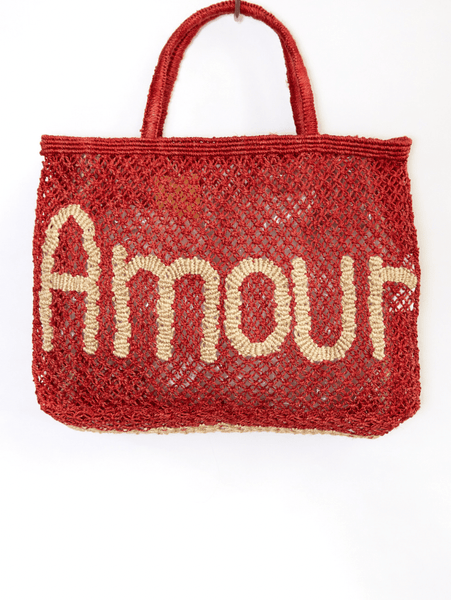 The Jacksons Scarlet and Natural Amour Jute Bag