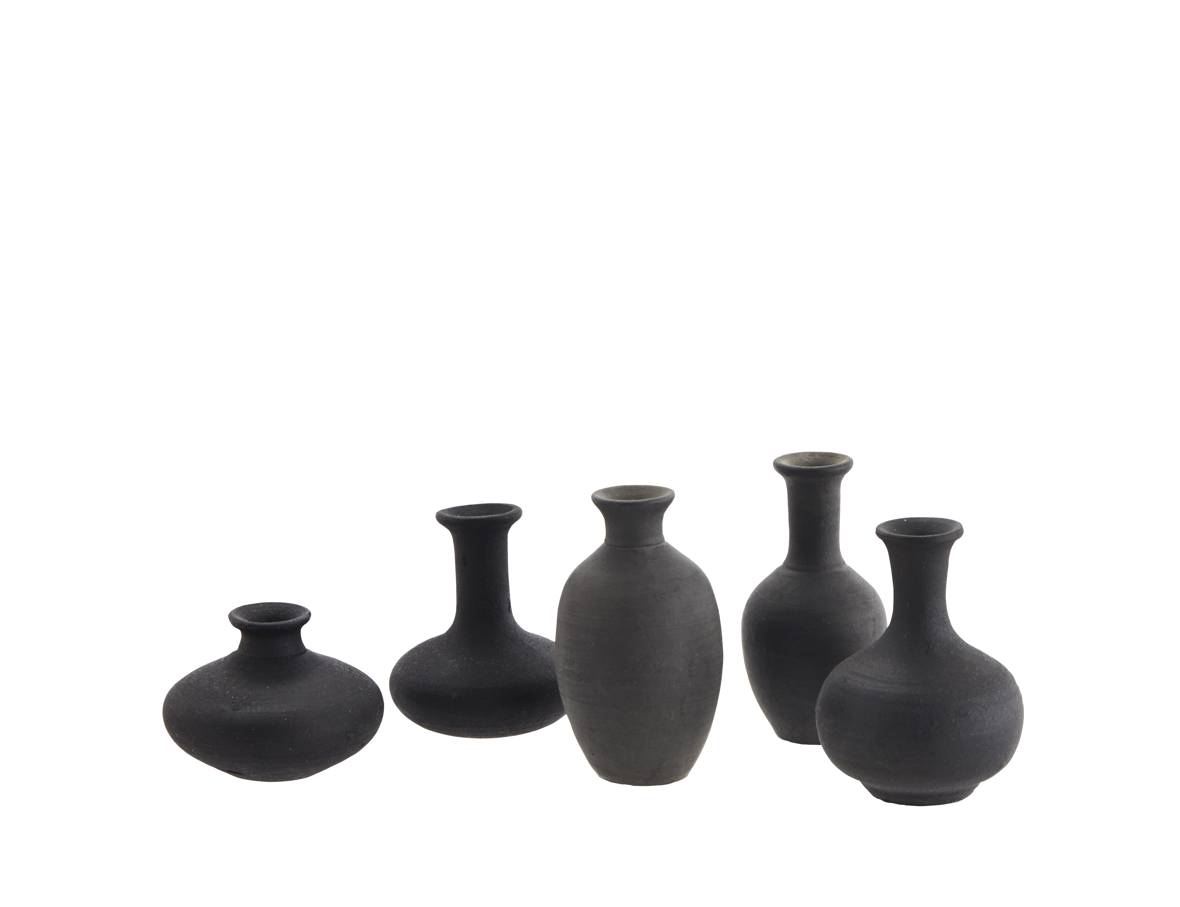 Madam Stoltz - Black Terracotta Mini Vases - Set Of 5