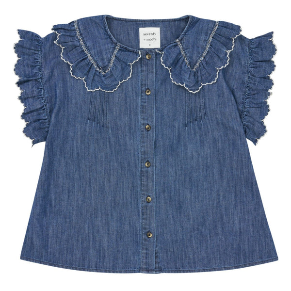 Short Sleve Pheobe Blouse Washed Indigo