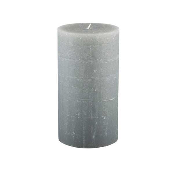 Rustic Pillar Candle 18cm Rainy Day Grey