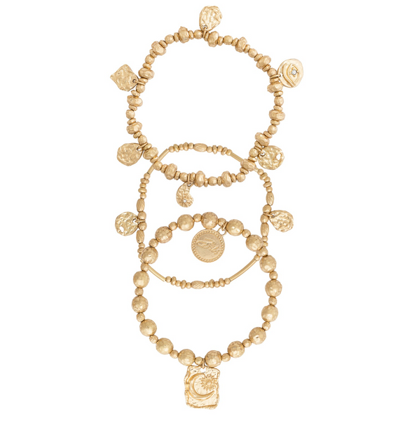 Bibi Bijoux Jewellery Bibi Bijoux Gold Molten Metal Ball Bracelet Set