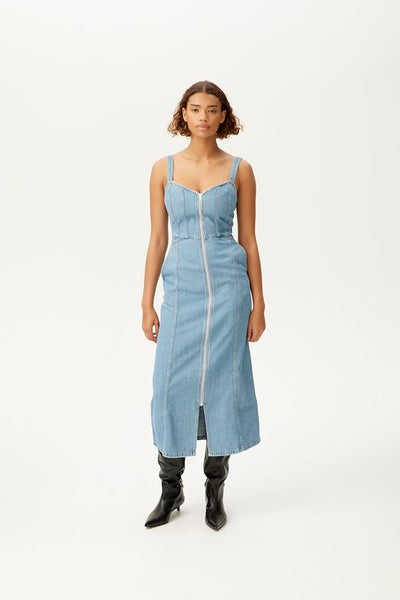 Pacia Washed Mid Blue Denim Dress