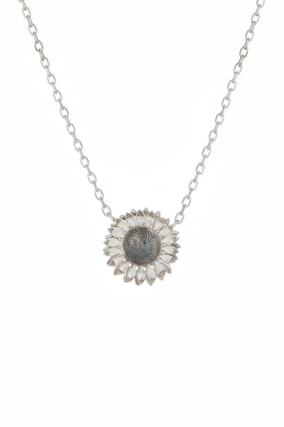 Amanda Coleman Sunflower Necklace In Silver