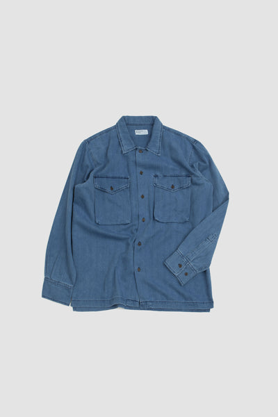 Treck Shirt Herringbone Denim Faded Indigo