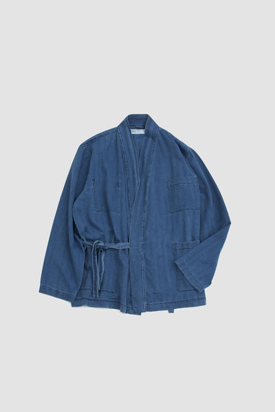 Kyoto Work Jacket Herringbone Denim Faded Indigo