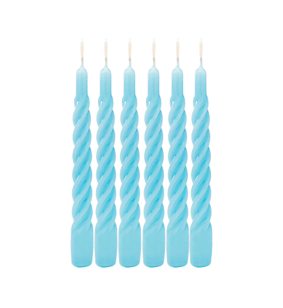 Anna + Nina Ocean Blue Twisted Candle Set Of 6