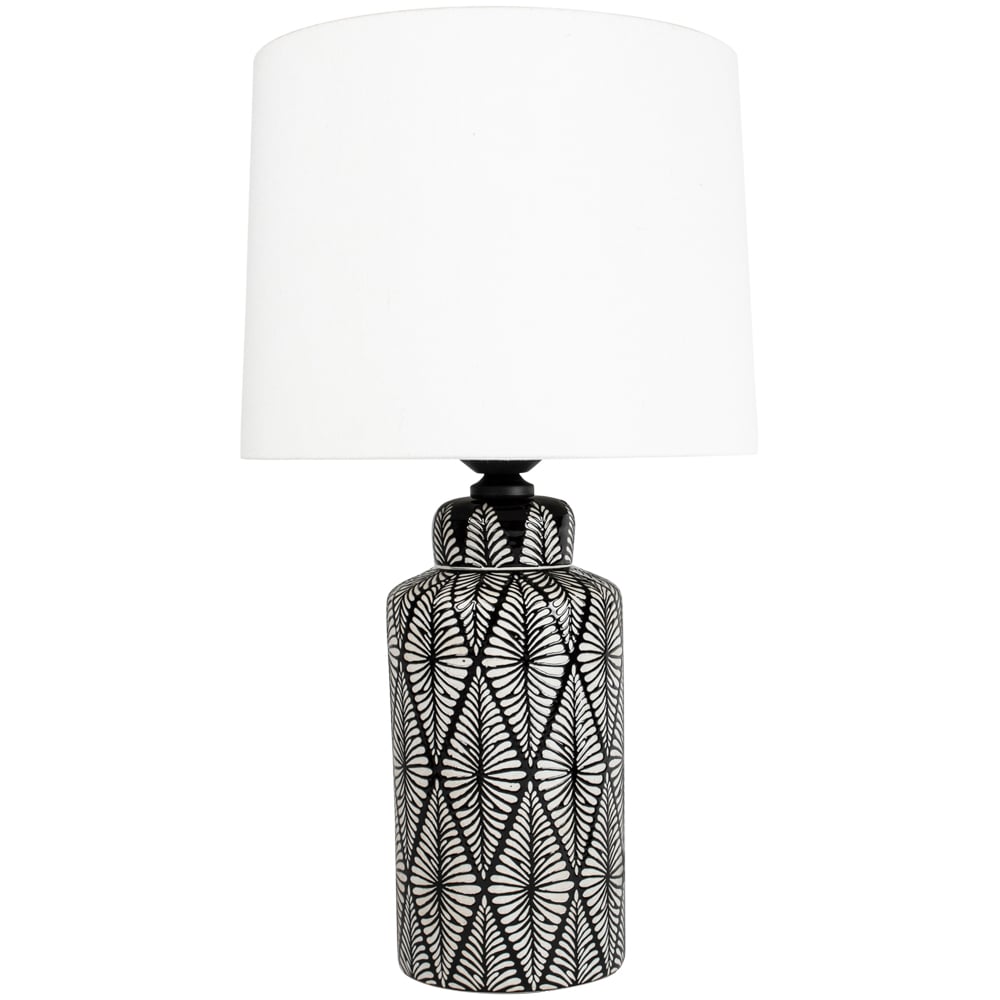 Grand Illusions Indochine Noir Pattern Lamp With White Shade