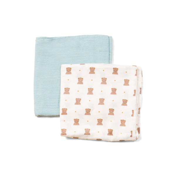 Summer Bears Organic Baby Muslin Set - 2 Pack