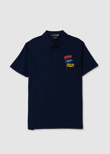 Paul & Shark Men's Organic Cotton Piqué Polo With Iconic Badge In Blue