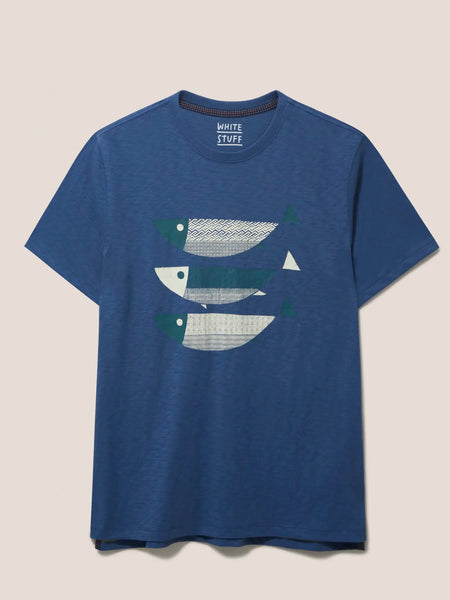 Tribal Fish Graphic Tee - Mid Blue