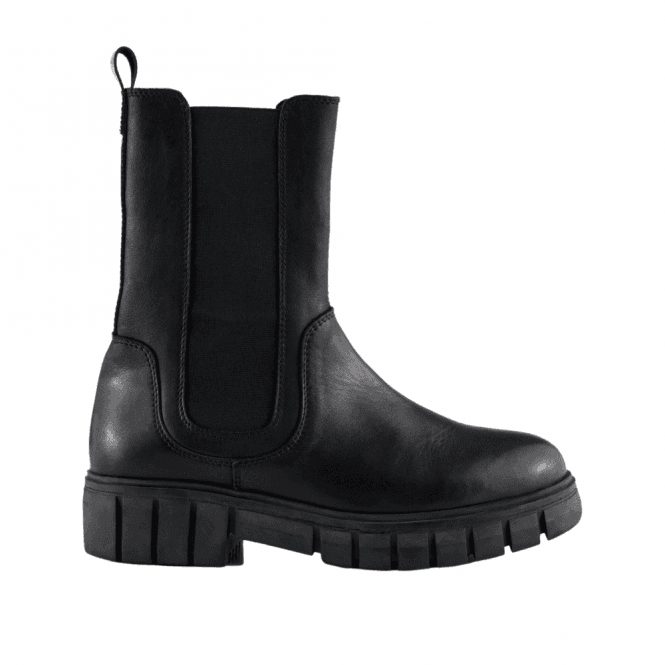 Black High Leather Rebel Chelsea Boots