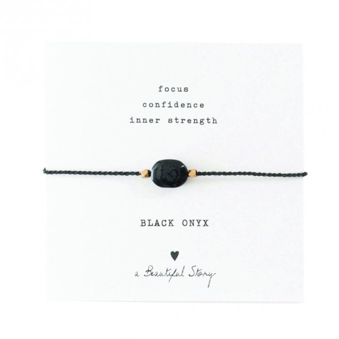 Gold Black Onyx Gemstone Card Bracelet