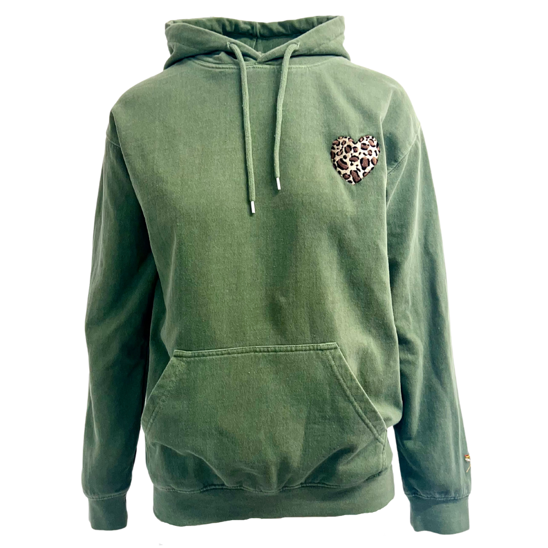 Sage Leopard Heart Hoody