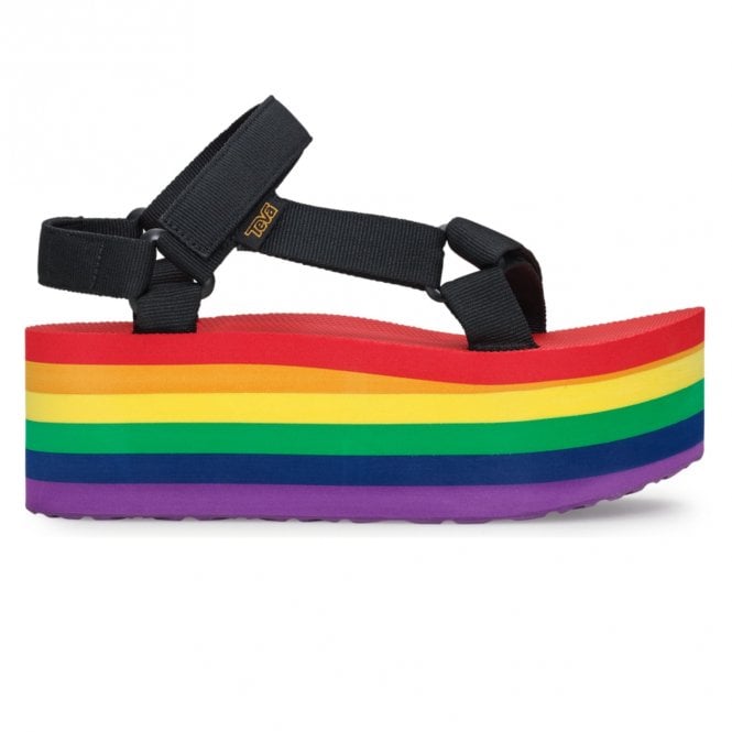 Black Rainbow Flatform Universal Sandals for Womens