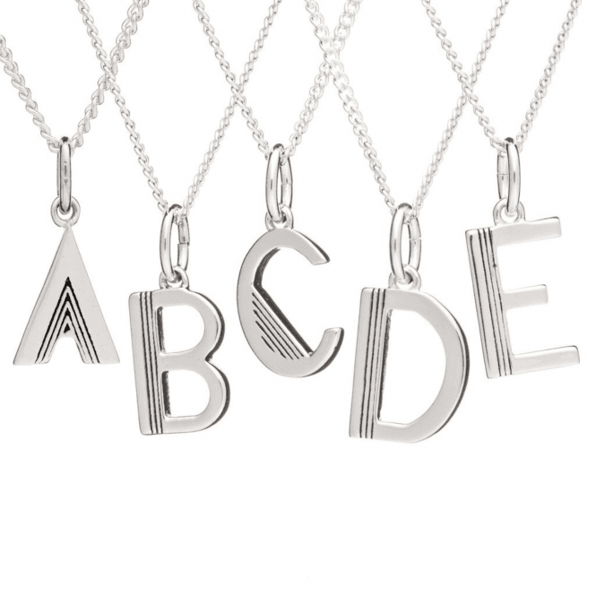 Silver Art Deco Initial Necklace