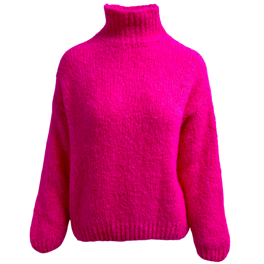 Neon Pink High Neck Jumper