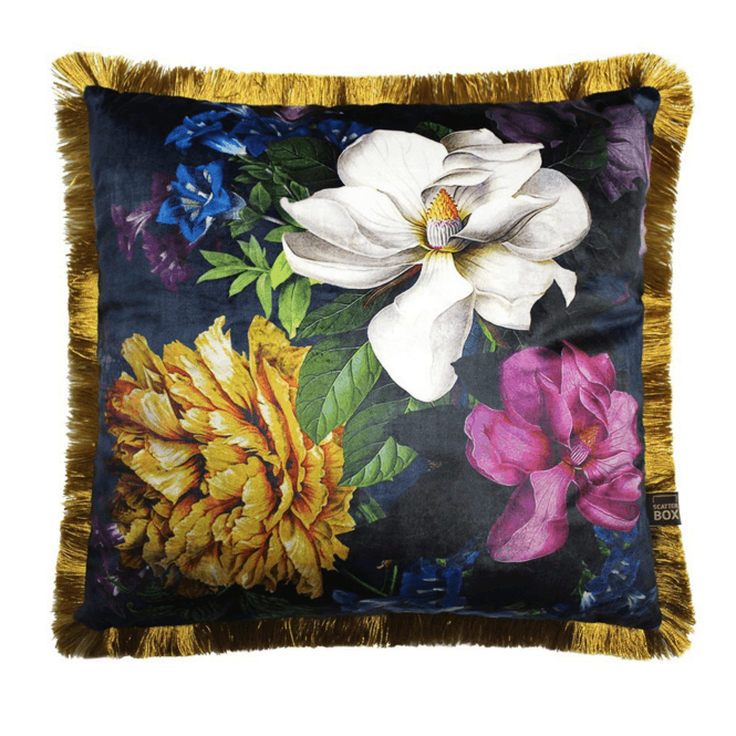 Navy Magnolia Cushion