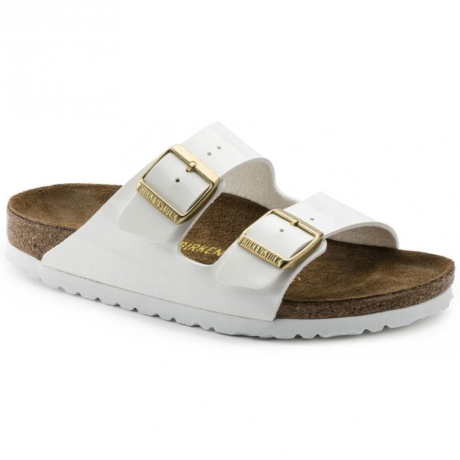 White Arizona Patent Sandals