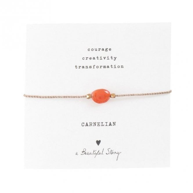 A Beautiful Story Gold Gemstone Card Carnelian Bracelet
