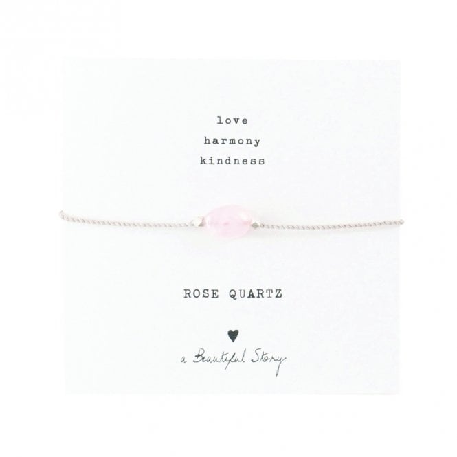 Silver Rose Quartz Gemstone Card Bracelet