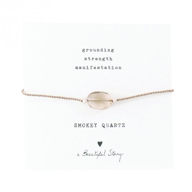 Gold Smokey Quartz Gemstone Card Bracelet