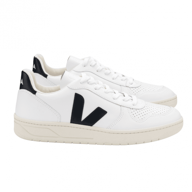 White Black Extra V-10 Leather Trainers Sneakers