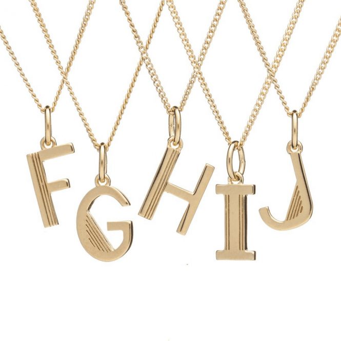 Gold Initial Art Deco Necklace