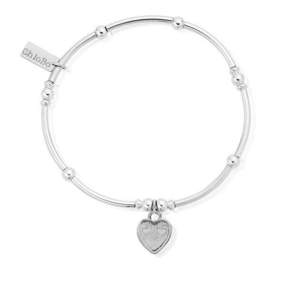 Silver Mini Noodle Ball Tri-heart Bracelet