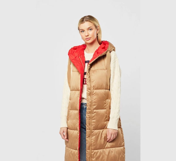 Camel Flyn Hooded Padded Gilet