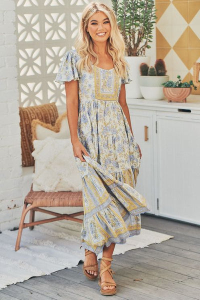 Isabella Periwinkle Printed Maxi Dress