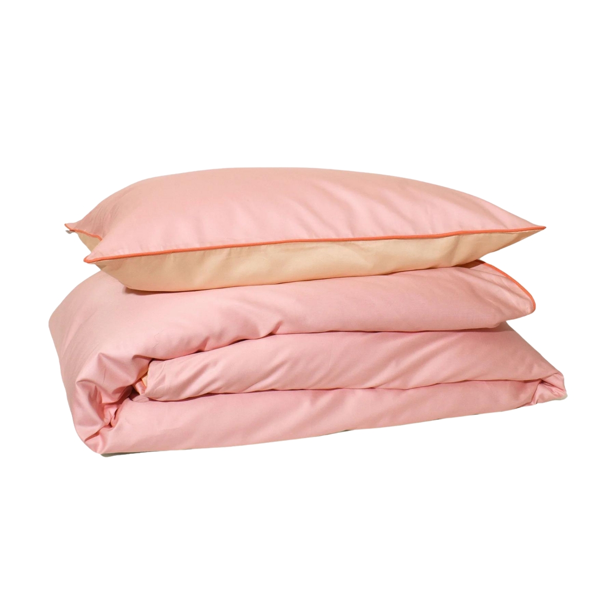 Sateen Cotton Double Duvet Set - Pale Pink & Cream