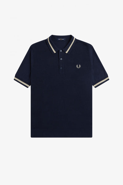 Fred Perry Button Textured Front Knitted Shirt - Deep Carbon