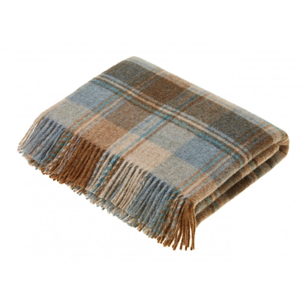 Snowshill Check Shetland Wool Throw | Eau de Nil