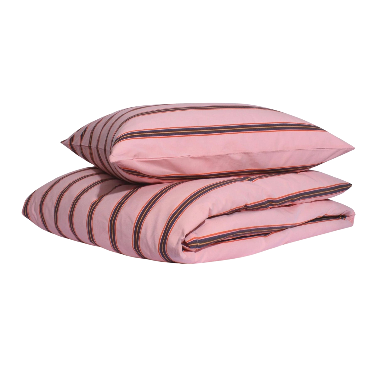 Homehagen Sateen Cotton King Duvet Set - Pink Stripe