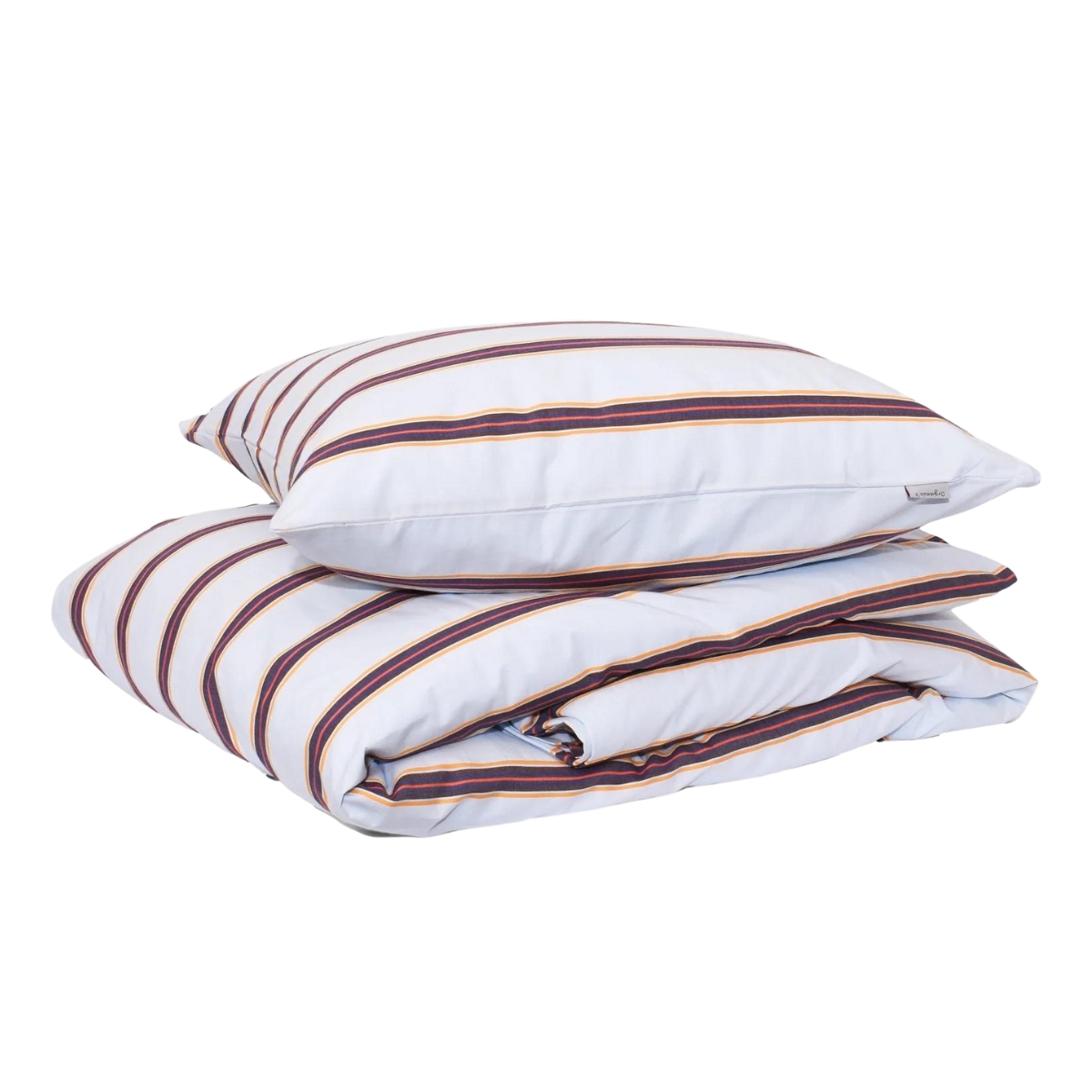 Sateen Cotton Double Duvet Set - Blue Retro Stripe