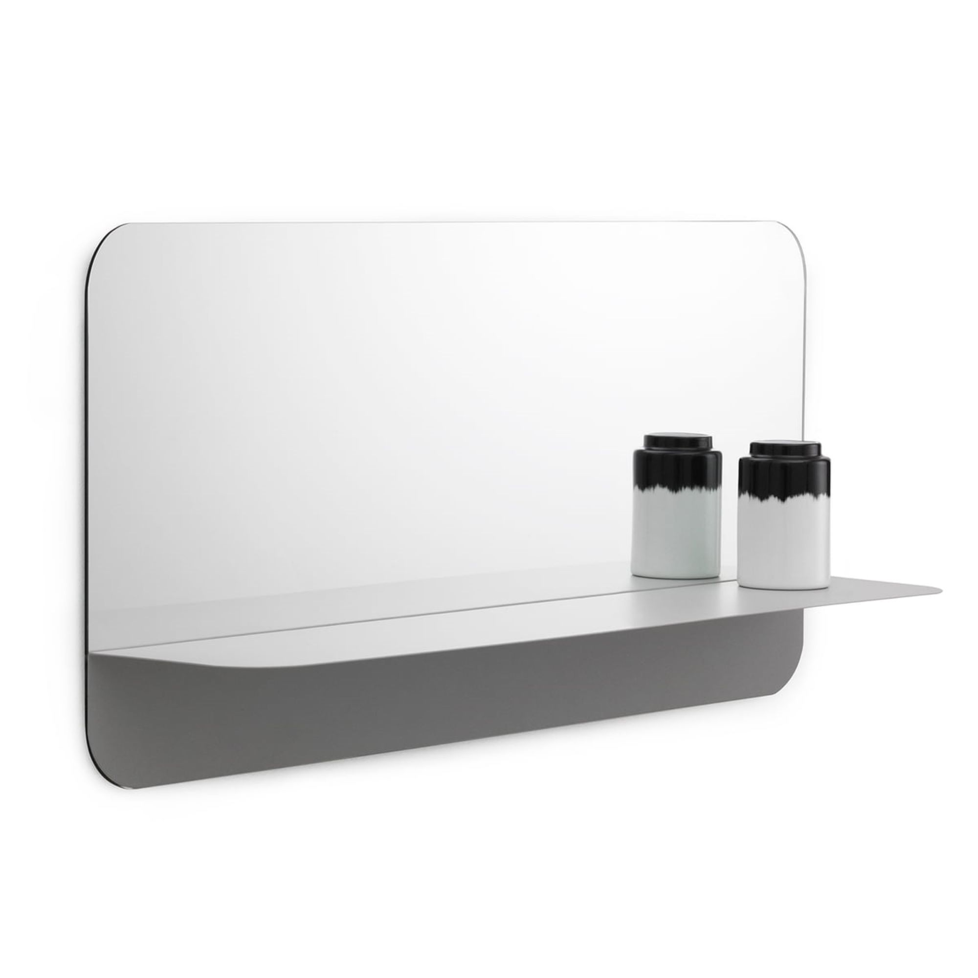 Horizontal Horizon Mirror with Grey Shelf