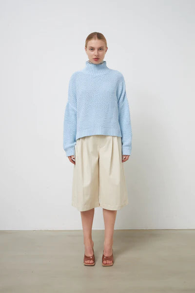 Fenja Sky Blue High Neck Jumper