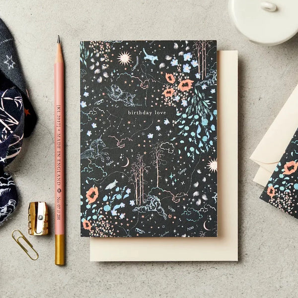 Zodiac Navy Birthday Card