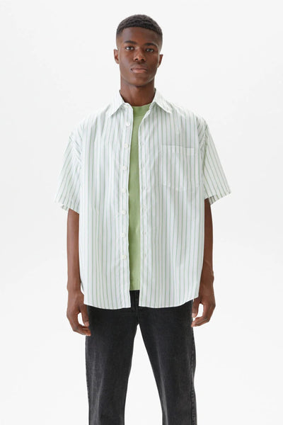 Shirt Oversized SS Stripe White/Green/Pink