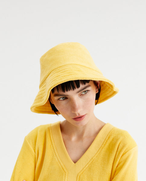 - Yellow Towelling Fabric Bucket Hat