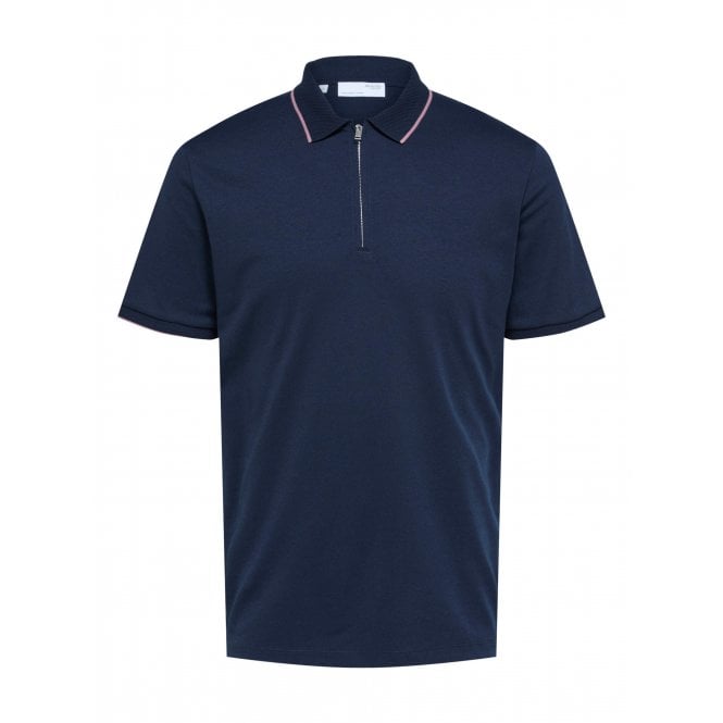 Navy Figo Zipped Polo Shirt