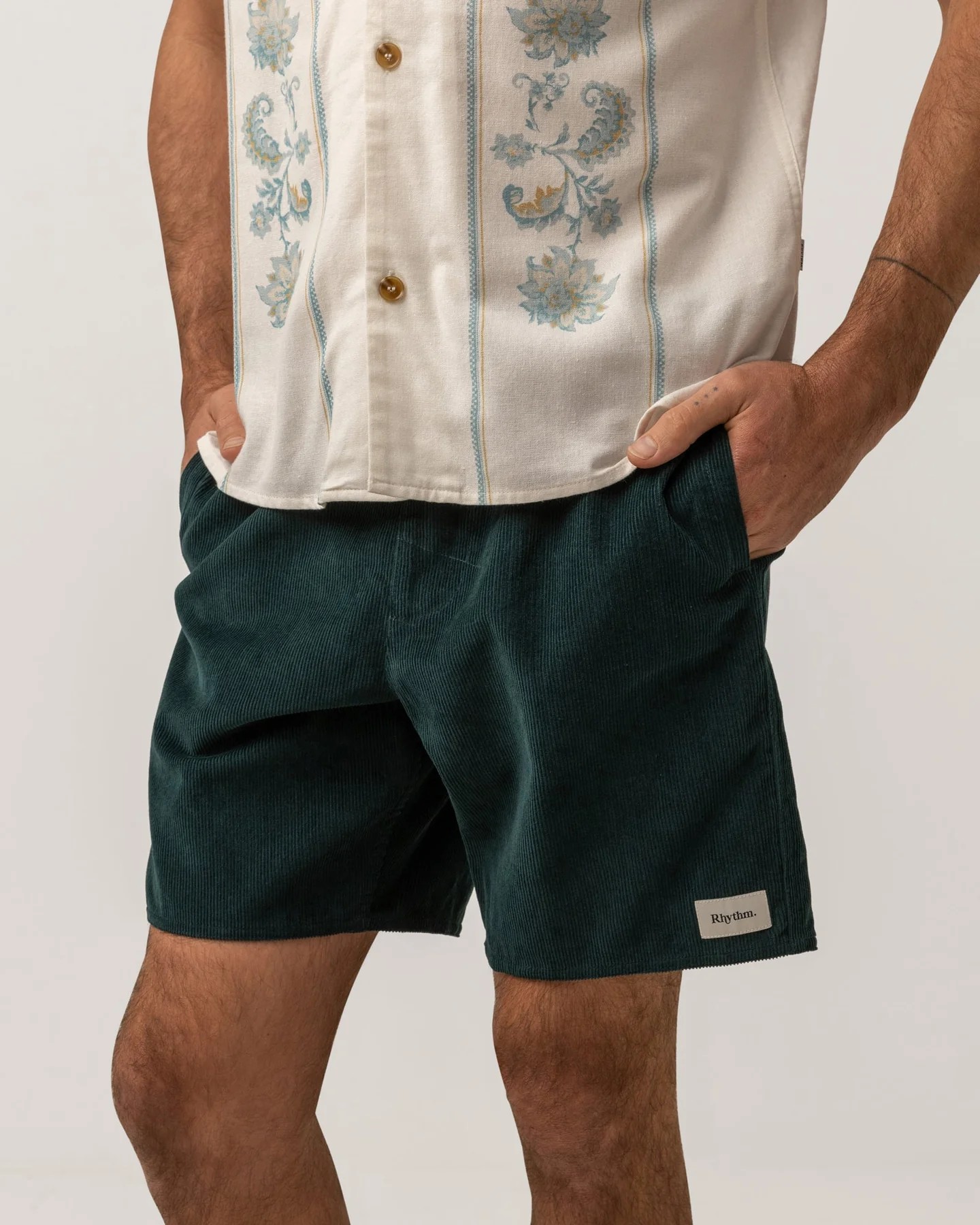 Rhythm - Fir green velvet shorts