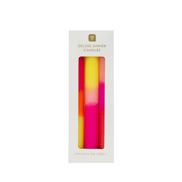 Ombre Pink Yellow And Orange Dinner Candles - 3 Pack