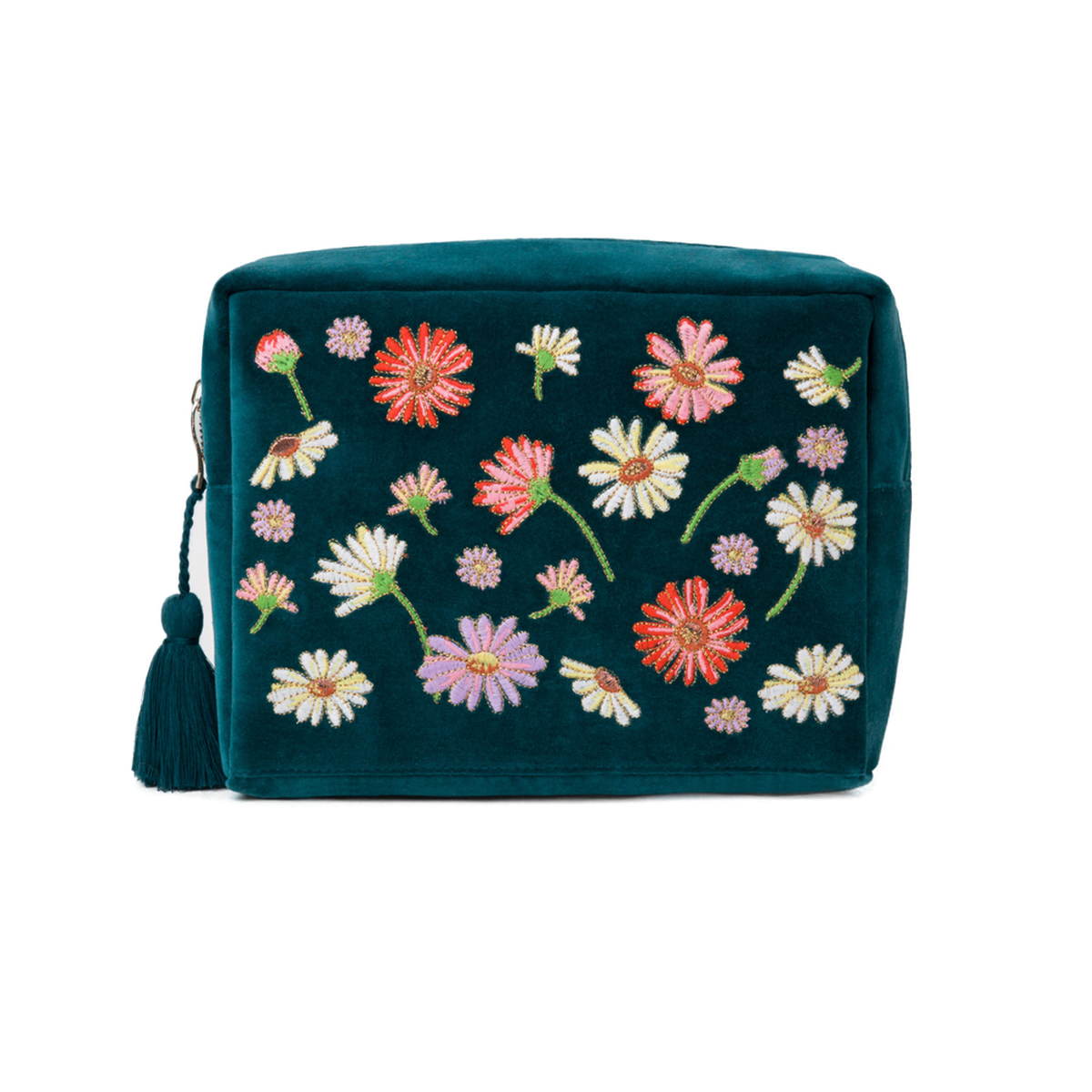 Wildflower Rich Blue Velvet Wash Bag