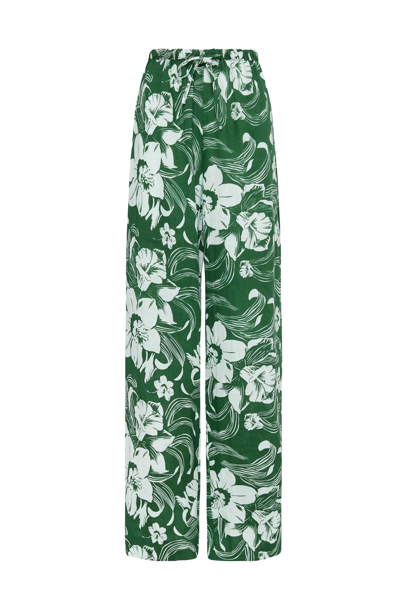 Faithfull The Brand Le Pacifique Pants in Camara Floral Green