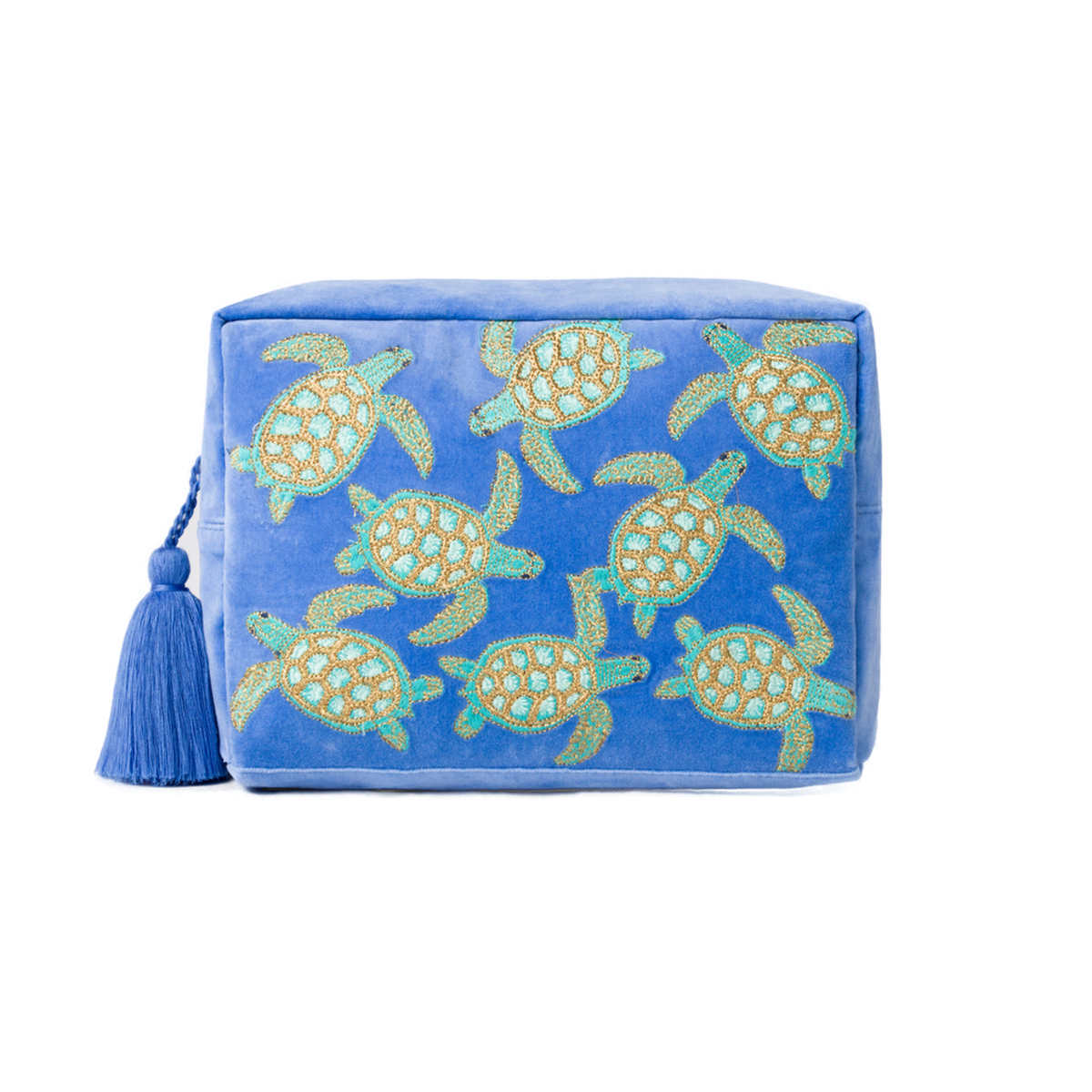 Turtle Conservation Caribbean Blue Velvet Wash Bag