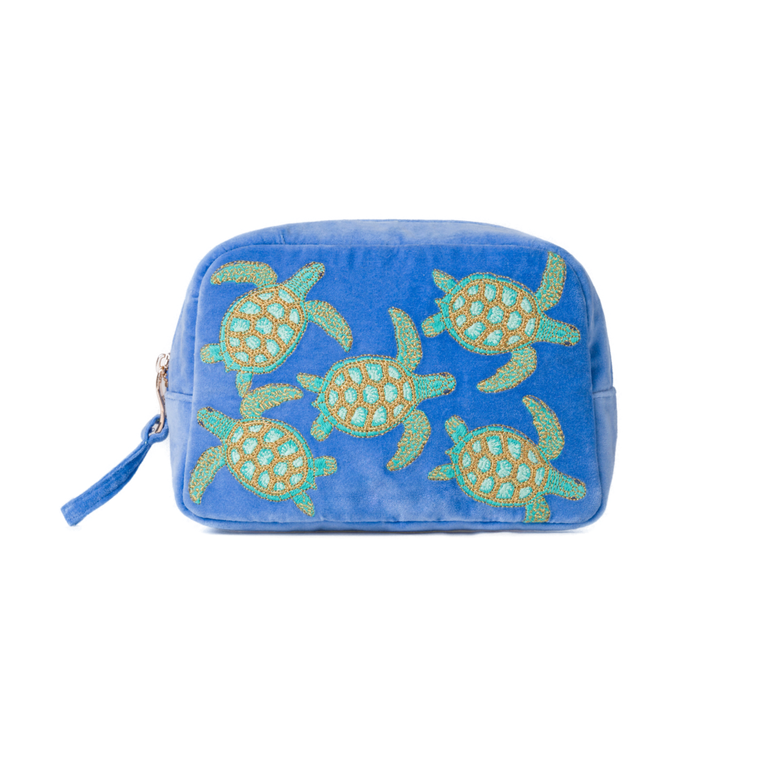 Turtle Conservation Caribbean Blue Velvet Cosmetics Bag