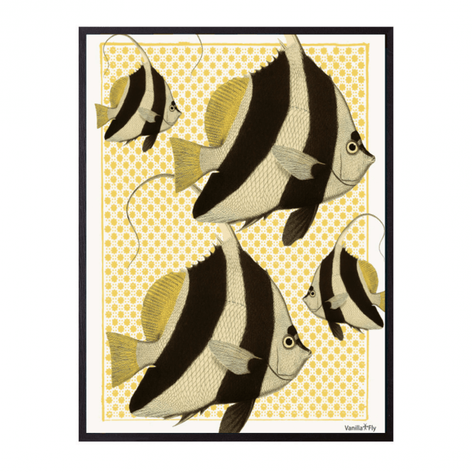 Vanilla Fly Tropical Fish Black Yellow Print *30% Off*