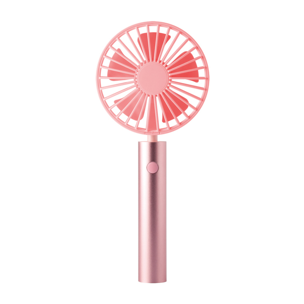 Fan Flow Design USB Rechargeable Hand Held or With Table Stand In Rose