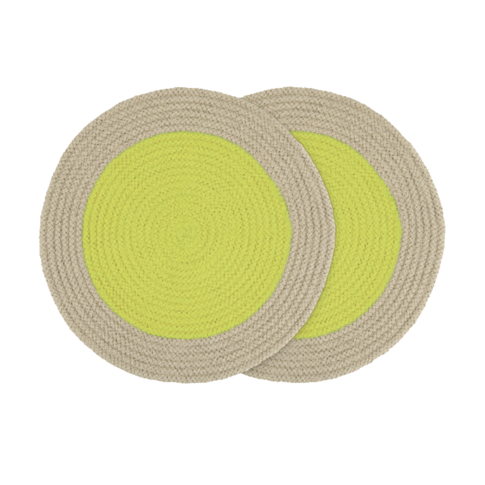 Remember Table Placemats In Cotton Rope In Lime Set of 2